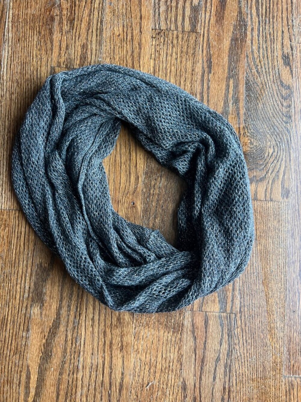 Charcoal Knit Infinity Scarf Cozy Loop Scarf O/S